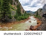 This is the Animas River between Durango and Silverton, Colorado from the Durango  Silverton Narrow Gauge Railroad.