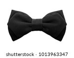 Small photo of fashionable black two-ply bow tie isolated on white background