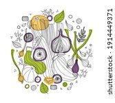 Round Of Vegetables Vector...