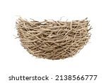 Bird nest watercolor illustration. Woodland rustic element. Hand drawn realistic bird nest made of sticks and twigs. Avian wicker house. Forest element on white background.