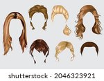 set of women hairstyles vector | Shutterstock .eps vector #2046323921