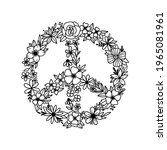 floral peace symbol. peace sign.... | Shutterstock .eps vector #1965081961