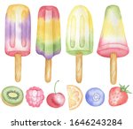 set of fruit ice cream on a... | Shutterstock . vector #1646243284