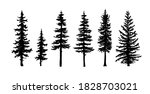 set of tree silhouettes of... | Shutterstock . vector #1828703021