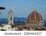 View of Florence Cathedral dome and Giotto's Campanile, Tuscany, Italy
