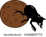 Dung Beetle Cartoon Insect...