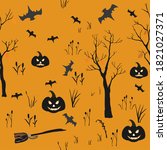 halloween element set. cute... | Shutterstock . vector #1821027371