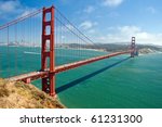 The Golden Gate Bridge in San Francisco with beautiful azure ocean in background