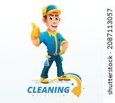 cleaning service with yellow... | Shutterstock .eps vector #2087113057