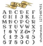 set of tattoo style letters and ... | Shutterstock . vector #1271487451