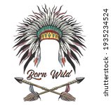 tattoo of native american war... | Shutterstock .eps vector #1935234524