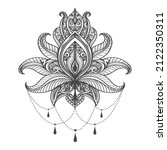 tattoo of hand drawn mehndi... | Shutterstock .eps vector #2122350311