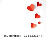 Red paper hearts isolated on white background, copy space