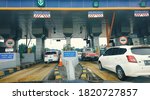 cars passing through the toll... | Shutterstock . vector #1820727857