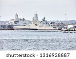 Small photo of SAN DIEGO, CALIFORNIA / USA - SEPTEMBER 03 2018: Littoral combat ship LCS 8 USS Montgomery