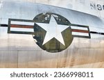 Small photo of CHINO, CALIFORNIA, USA - JANUARY 18 2020: Roundel of the United States Air Force and aircraft operated by the United States Navy and United States Marine Corps. CONVAIR C-131F. Yanks Air Museum.