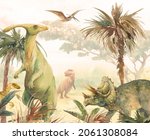 Watercolor Landscape  Dino...