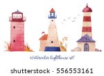 watercolor lighthouse set. hand ... | Shutterstock . vector #556553161