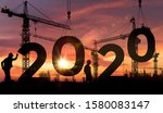 cranes building construction... | Shutterstock . vector #1580083147