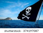 Pirate flag on the sea