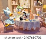 Small photo of Tokyo, Japan. Dec 31, 2023. Daisy Duck's triplet nieces duck girls display at store.