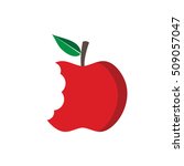 red apple with bite mark ... | Shutterstock .eps vector #509057047