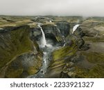 Aerial photo of Iceland waterfall
