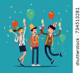 people celebrating. cool vector ... | Shutterstock .eps vector #734513281