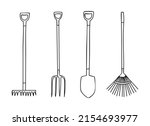 garden tools icons set. doodle... | Shutterstock .eps vector #2154693977