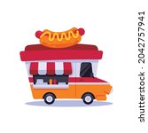 icon cute food trucks hot dogs  ... | Shutterstock .eps vector #2042757941