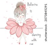 cute little ballerina girl.... | Shutterstock .eps vector #2073845291