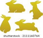  golden rabbit silhouette set... | Shutterstock .eps vector #2111160764
