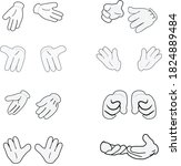 Set Of Hands Signs On White...