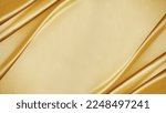 Small photo of Yellow silk satin. Draped fabric. golden color. Luxury background. Space for design. Template. Flat lay, top view table.Web banner. Christmas,wedding,bridal,beauty, valentine, romance, award, reward.