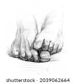 Pencil Sketch Of Male Feet.