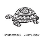 Ethnic ornamented tortoise - stock vector