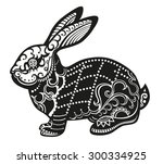 The stylized figure of a rabbit in festive patterns - stock vector