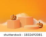 halloween minimal scene 3d with ... | Shutterstock .eps vector #1832692081