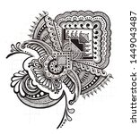 zentangle art made by ink and... | Shutterstock . vector #1449043487