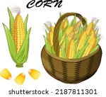 Basket With Corn On The Cob...