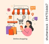 shopping online concept... | Shutterstock .eps vector #1947516667