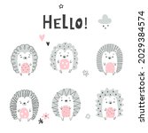 cute funny hedgehog... | Shutterstock .eps vector #2029384574