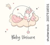 baby unicorn sleeping on the... | Shutterstock .eps vector #2037518531