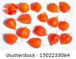 Small photo of Physalis gooseberry ground cherry or bladder cherry composition isolated on white