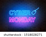 Cyber Monday text from an electric lamp on the wall. Cyber Monday concept