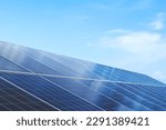 Solar cell panels with a sky background. Alternative electricity source