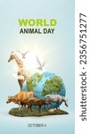 Small photo of Wildlife animal and earth. World Animal Day concept