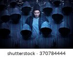 Hacker wearing hoodie shirt. Security concept image