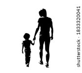 mother with little kid walking... | Shutterstock .eps vector #1833320041