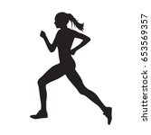 Running Woman Side View Vector...